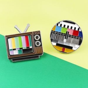 Color bars TV enamel brooch/pin